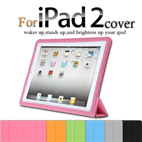 BuySKU60530 Thin and Durable Leather Case Smart Cover Shell for iPad 2 (Pink)
