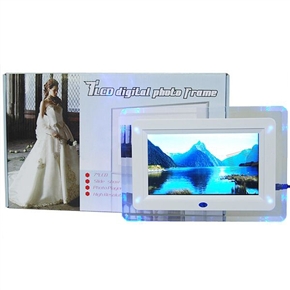 BuySKU66141 Transparent Border 7 inch TFT LCD Screen Digital Photo Frame and Media Player with Remote - White
