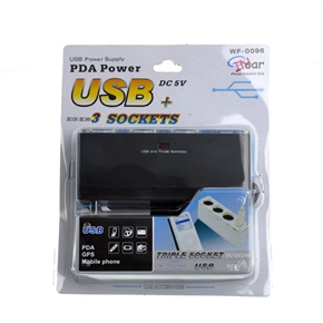 BuySKU60121 Triple-Way Portable USB Cigarette Lighter Car Adapter(WF-0096)