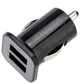 BuySKU67347 USAMS Dual-USB Outputs Mini Car Charger Adapter for iPad /iPhone /iPod (Black)