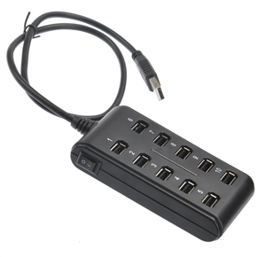 BuySKU65363 USB 2.0 High Speed 10 Ports Hub Adapter with Socket Shape for PC Laptop Notebook Computer (Black)