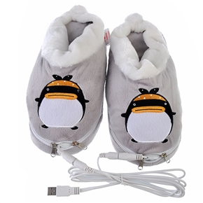 BuySKU53295 USB Feet Warming Shoes with Penguin Pattern (Grey)