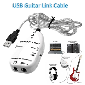 BuySKU64879 USB Guitar Link Cable to PC/MAC Audio Recording Adapter (White)
