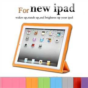 BuySKU64168 Ultra Slim Smart PU Case Cover with Sleep/Wake-up Function & Stand for The new iPad (Orange)