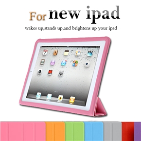 BuySKU64166 Ultra Slim Smart PU Case Cover with Sleep/Wake-up Function & Stand for The new iPad (Pink)