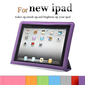 BuySKU64169 Ultra Slim Smart PU Case Cover with Sleep/Wake-up Function & Stand for The new iPad (Purple)