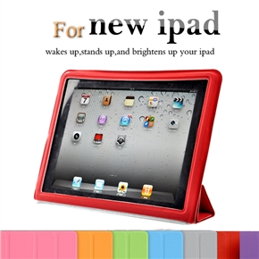BuySKU64167 Ultra Slim Smart PU Case Cover with Sleep/Wake-up Function & Stand for The new iPad (Red)