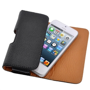 BuySKU67901 Unique Belt-clip Style Design Litchi Texture PU Protective Case Pouch with Magnetic Closure for iPhone 5 (Black)