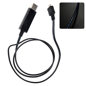 BuySKU65567 Unique Current Flow Visible Blue Light Micro USB Charging & Sync Data Cable (Black)