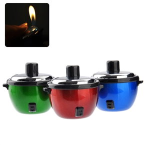 BuySKU67418 Unique Rice-cooker Shaped Refillable Butane Cigarette Cigar Lighter (Random Color)