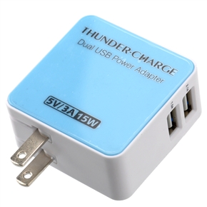 BuySKU67730 Universal 15W Dual USB US-plug Power Adapter Charger for iPad /iPhone /PDA /GPS /Mobile Phones /MP4 (Blue)