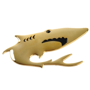 BuySKU64704 Universal Style Metal Shark Shape Car Sticker Emblem Car Logo (Golden)