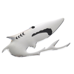 BuySKU64705 Universal Style Metal Shark Shape Car Sticker Emblem Car Logo (Silver)