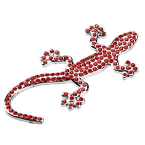 BuySKU64536 Universal Style Metal Wall Lizard Shape Car Sticker Emblem Car Logo with Rhinestones (Red)