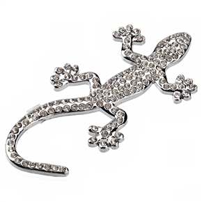 BuySKU64538 Universal Style Metal Wall Lizard Shape Car Sticker Emblem Car Logo with Rhinestones (Silver)