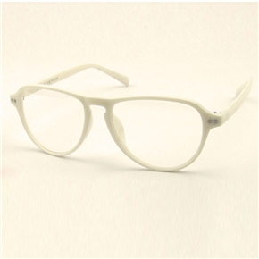 BuySKU62020 Vogue Big and Slim Round Eyeglasses Frame with Flat Lens No.563 (White)
