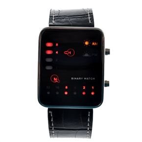 BuySKU58293 Vogue Style Red LED Wrist Watch Binary Watch (Black)
