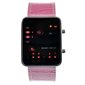BuySKU58292 Vogue Style Red LED Wrist Watch Binary Watch (Pink)
