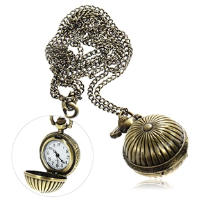 BuySKU57865 Whorl Style Roman Round Shaped Pocket Watch with Chain (Golden)