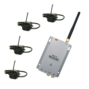 BuySKU59156 Wireless 2.4G Security CCTV 1/3 Inch CMOS Color Camera Receiver Kit (4 Cameras + 1 Receiver)