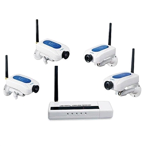 BuySKU59148 Wisdom Digital Wireless Security Kit Four 2.4G Wireless Cameras and Receiver Kit for Motion and Record