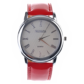 BuySKU57691 WoMaGe Roman Numeral Dial Wrist Watch with Leather Band for Male (Red)