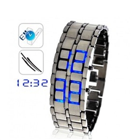 BuySKU58357 Woman Style Blue LED Watch Stainless Steel Digital Watch (Silver)