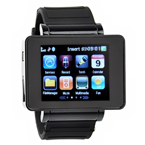 BuySKU63995 i5 One SIM Quad Band 1.8 Inch Touch Screen Watch Cell Phone with Silicone Band Bluetooth Camera FM MP3 MP4 (Black)