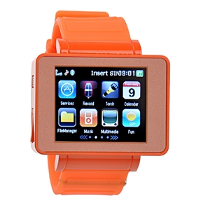 BuySKU63994 i5 One SIM Quad Band 1.8 Inch Touch Screen Watch Cell Phone with Silicone Band Bluetooth Camera FM MP3 MP4 (Orange)