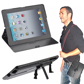 BuySKU65720 ipega Shoulder Strap Protective Cover Hard Case Shell with Stand for iPad 2 (Black)