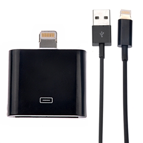 BuySKU69904 2-in-1 1M 8-pin USB Data Charging Cable & 30-pin Female to 8-pin Male Adapter Kit for iPhone 5 /iPad mini (Black)