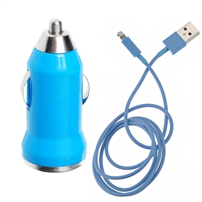 BuySKU69981 2-in-1 1M 8-pin USB Data Charging Cable & USB Car Charger Adapter Kit for iPhone 5 /iPad mini (Sky-blue)