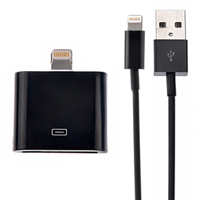 BuySKU70099 2-in-1 2M 8-pin USB Data Charging Cable & 30-pin Female to 8-pin Male Adapter Kit for iPhone 5 /iPad mini (Black)