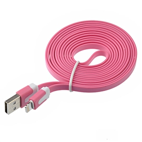 BuySKU69778 2M Flat Noodle Style 8-pin USB Sync Data & Charging Cable for iPhone 5 /iPad mini /iPad 4 (Pink)