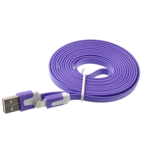 BuySKU69774 2M Flat Noodle Style 8-pin USB Sync Data & Charging Cable for iPhone 5 /iPad mini /iPad 4 (Purple)