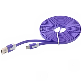 BuySKU69771 3M Flat Noodle Style 8-pin USB Sync Data & Charging Cable for iPhone 5 /iPad mini /iPad 4 (Purple)