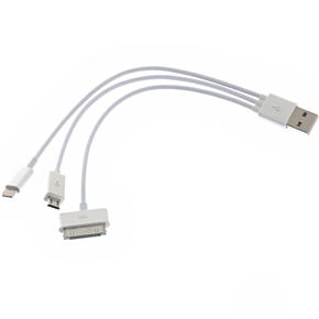 BuySKU69978 4-in-1 USB Sync Data & Charging Cable for iPhone /iPad /iPod /Samsung Galaxy Tab /Samsung Smartphones /HTC (White)