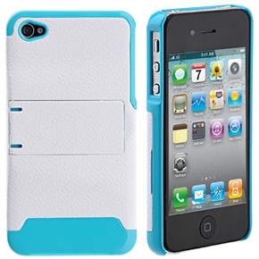 BuySKU70269 Amass Matte Dermatoglyphics Style Hard Protective Back Case Set with Stand for iPhone 4 /iPhone 4S (White & Sky-blue)