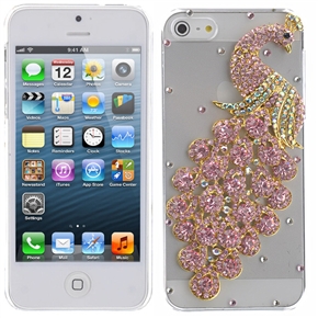 BuySKU70023 Beautiful 3D Peacock Rhinestones Style Hard Protective Back Case Cover for iPhone 5 (Transparent)