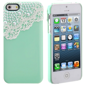 BuySKU70028 Cute 3D Bling Pearl Decor Lace Style Hard Protective Back Case Cover for iPhone 5 (Mint Green)