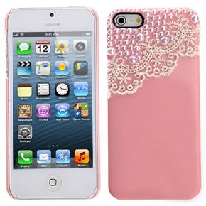 BuySKU70027 Cute 3D Bling Pearl Decor Lace Style Hard Protective Back Case Cover for iPhone 5 (Pink)