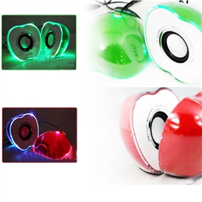 BuySKU70256 Cute Apple Shaped USB Powered Mini Speaker with LED Colorful Lights for PC /Mobile Phone /MP3 /MP4 (Green)