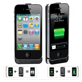 BuySKU69984 D4-SII 3-in-1 Dual-SIM Dual Standby & 1380mAh Backup Battery & Back Case for iPhone 4 /iPhone 4S (Black)