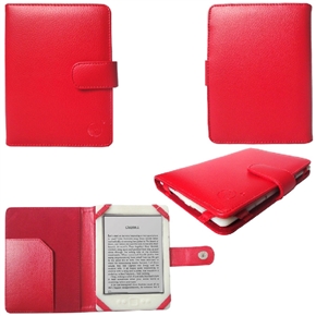 BuySKU70199 Durable PU Protective Case Cover with Magnetic Closure for Amazon Kindle 4 6-inch E-Book Reader (Red)