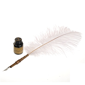 BuySKU69884 Fluffy Natural Feather Ink Pen Gift Set - Ostrich Quill (Random Color)