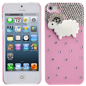 BuySKU70296 Lovely 3D Little Sheep Style Rhinestones Decor Hard Protective Back Case Cover for iPhone 5 (Pink)