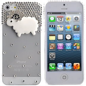 BuySKU70214 Lovely 3D Little Sheep Style Rhinestones Decor Hard Protective Back Case Cover for iPhone 5 (Transparent)