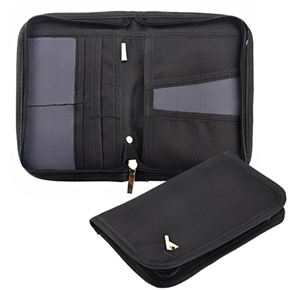 BuySKU70113 Portable Multi-purpose Zippered Traveling Passport Bag Card Holder Bag Wallet Case (Black)