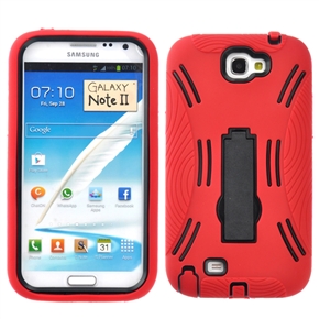 BuySKU69910 Robot Style Silicone & Plastic Protective Back Case Cover with Stand for Samsung Galaxy Note II /N7100 (Red)