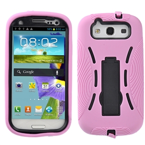 BuySKU69917 Robot Style Silicone & Plastic Protective Back Case Cover with Stand for Samsung Galaxy S III /i9300 (Pink)